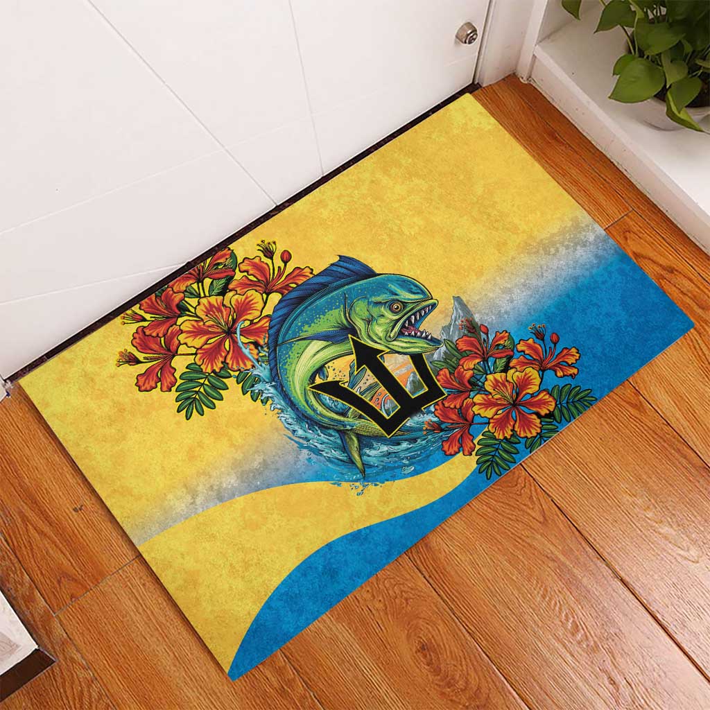 Barbados Mahi-mahi Trident Rubber Doormat - Wonder Print Shop