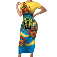 Barbados Mahi-mahi Trident Short Sleeve Bodycon Dress - Wonder Print Shop