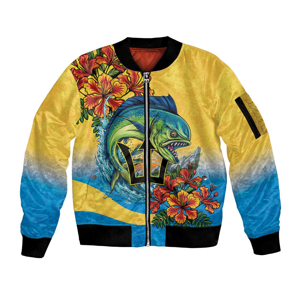 Barbados Mahi-mahi Trident Sleeve Zip Bomber Jacket - Wonder Print Shop