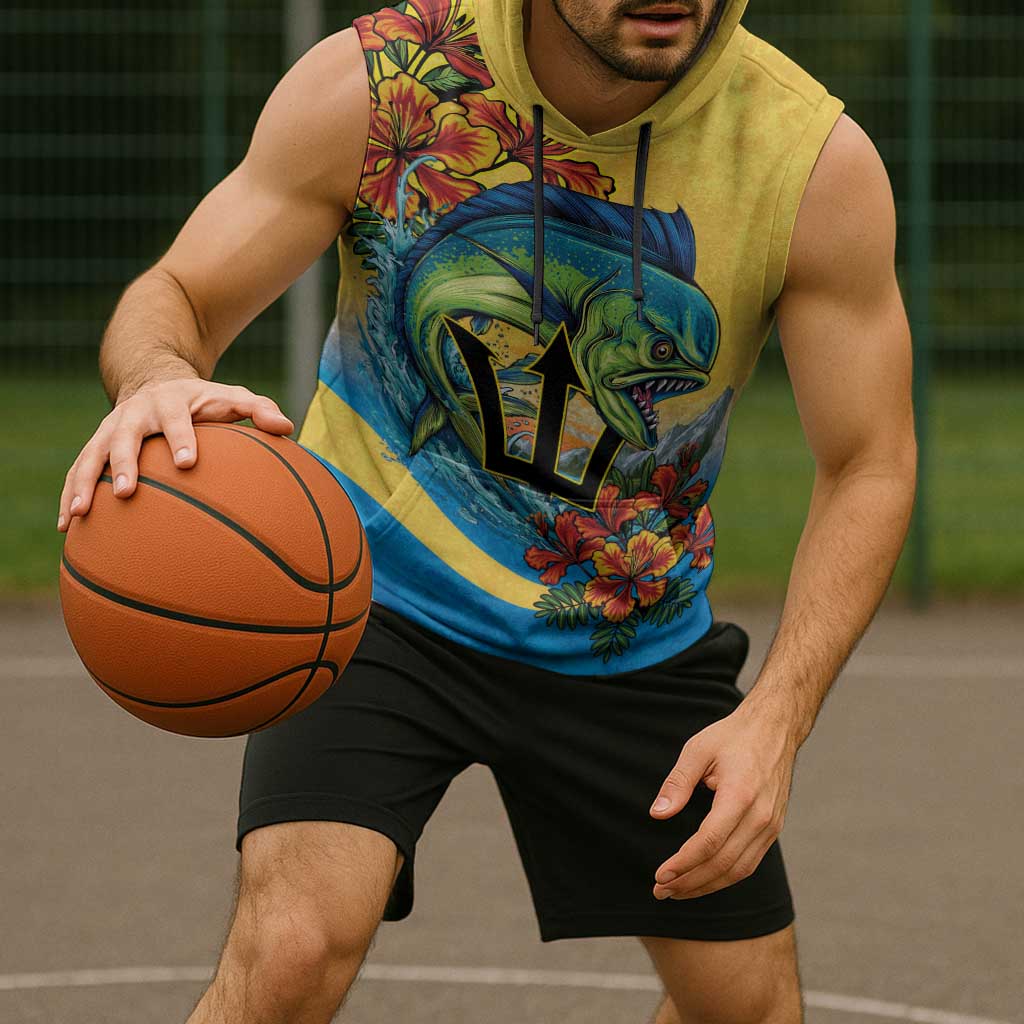 Barbados Mahi-mahi Trident Sleeveless Hoodie - Wonder Print Shop