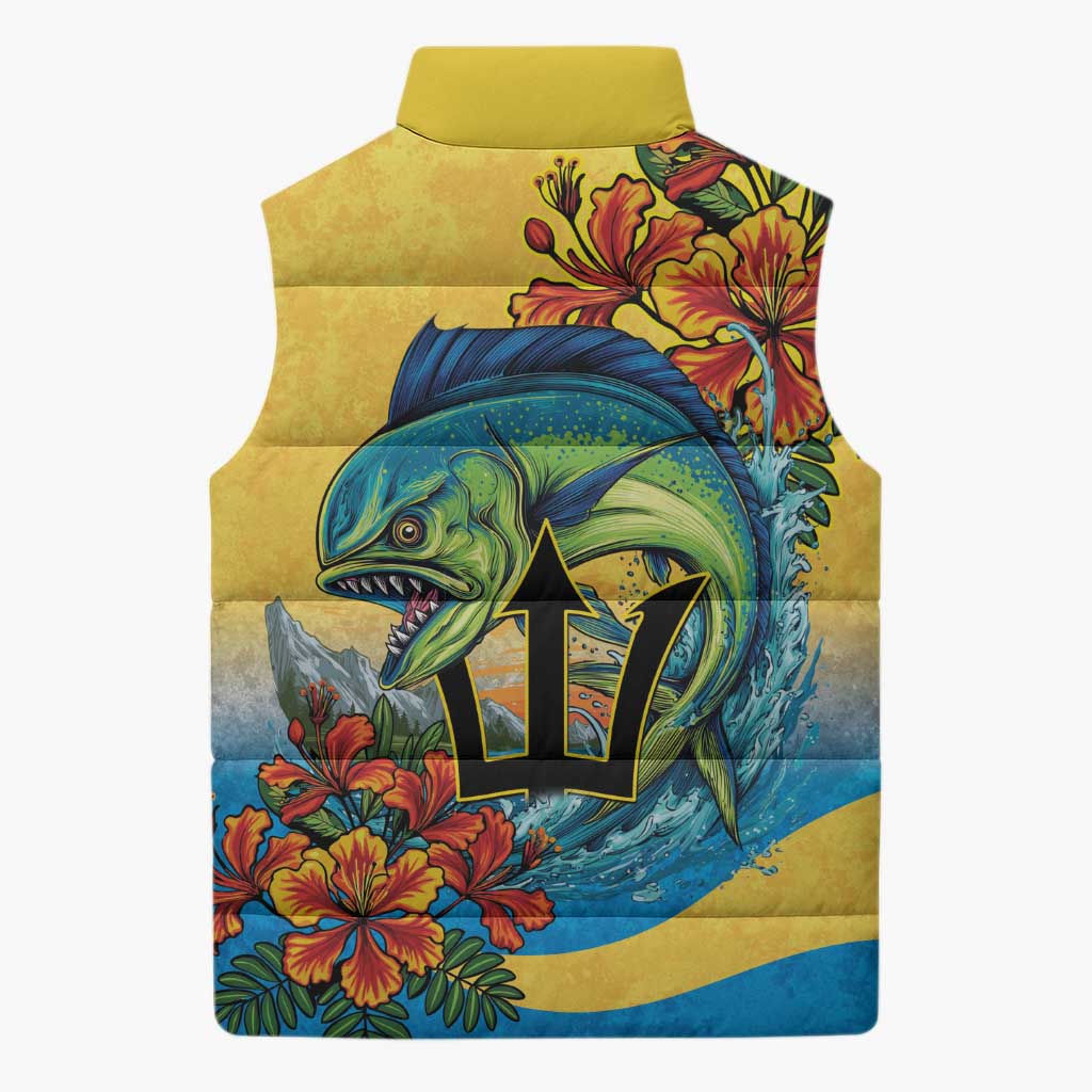 Barbados Mahi-mahi Trident Sleeveless Puffer Jacket - Wonder Print Shop