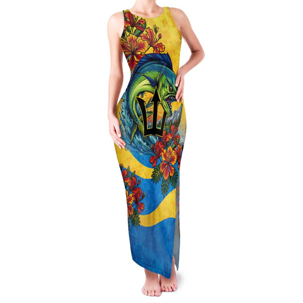 Barbados Mahi-mahi Trident Tank Maxi Dress - Wonder Print Shop