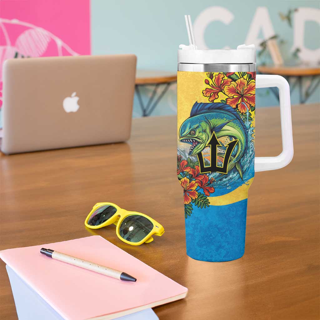 Barbados Mahi-mahi Trident Tumbler With Handle - Wonder Print Shop