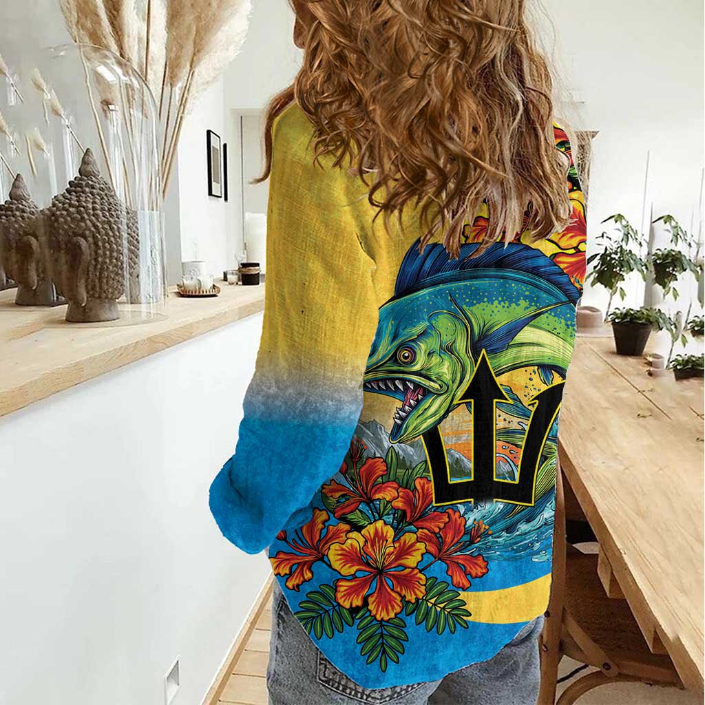 Barbados Mahi-mahi Trident Women Casual Shirt - Wonder Print Shop