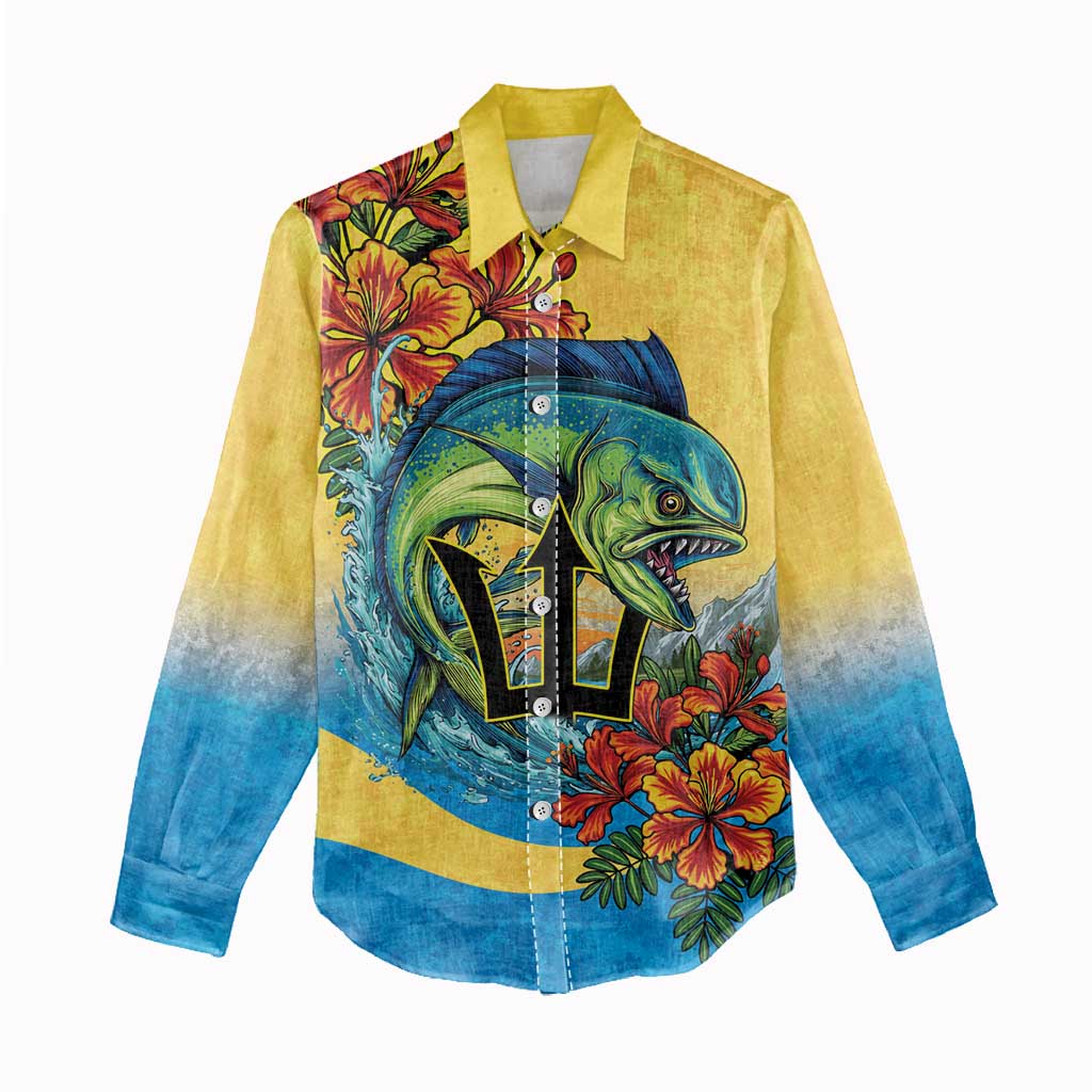 Barbados Mahi-mahi Trident Women Casual Shirt - Wonder Print Shop
