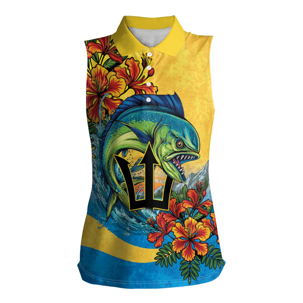 Barbados Mahi-mahi Trident Women Sleeveless Polo Shirt - Wonder Print Shop