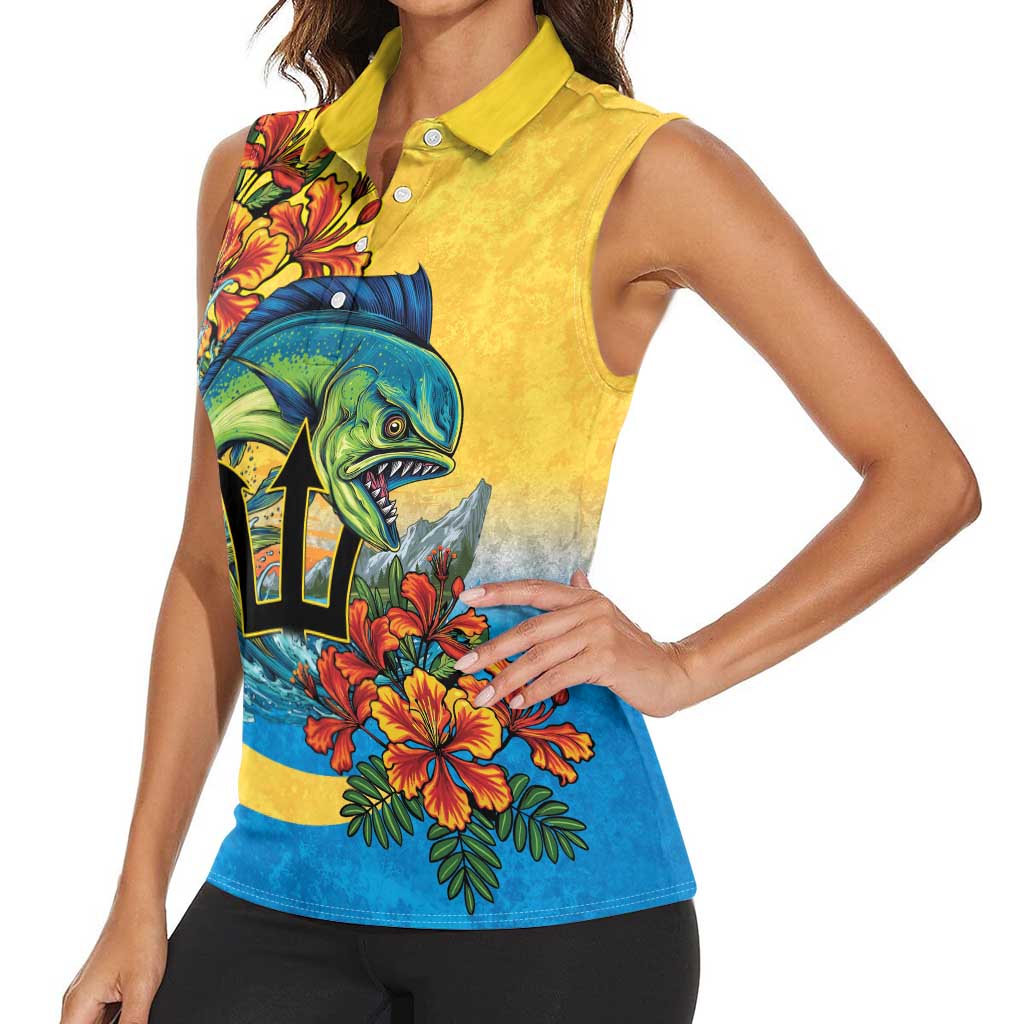 Barbados Mahi-mahi Trident Women Sleeveless Polo Shirt - Wonder Print Shop
