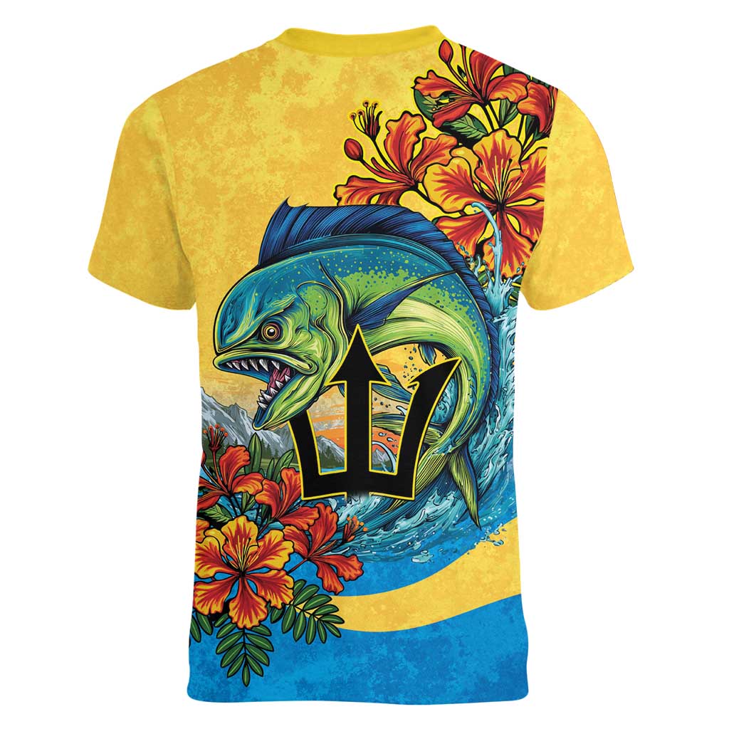 Barbados Mahi-mahi Trident Women V-Neck T-Shirt - Wonder Print Shop
