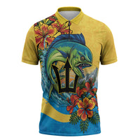 Barbados Mahi-mahi Trident Zipper Polo Shirt - Wonder Print Shop