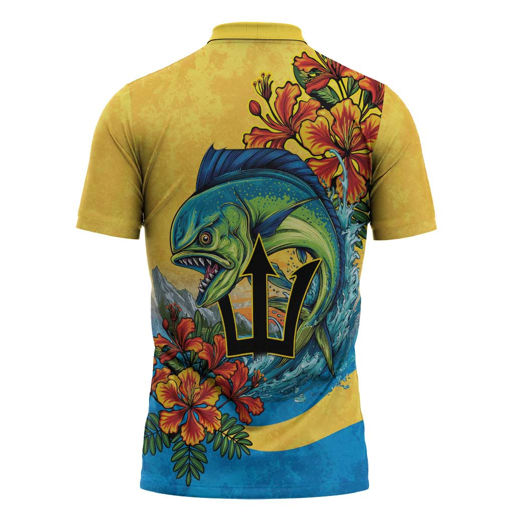Barbados Mahi-mahi Trident Zipper Polo Shirt - Wonder Print Shop