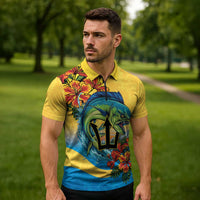 Barbados Mahi-mahi Trident Zipper Polo Shirt - Wonder Print Shop