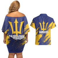 Barbados Pride Est 1966 Couples Matching Off Shoulder Short Dress and Hawaiian Shirt - Wonder Print Shop