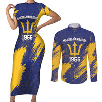 Barbados Pride Est 1966 Couples Matching Short Sleeve Bodycon Dress and Long Sleeve Button Shirt - Wonder Print Shop