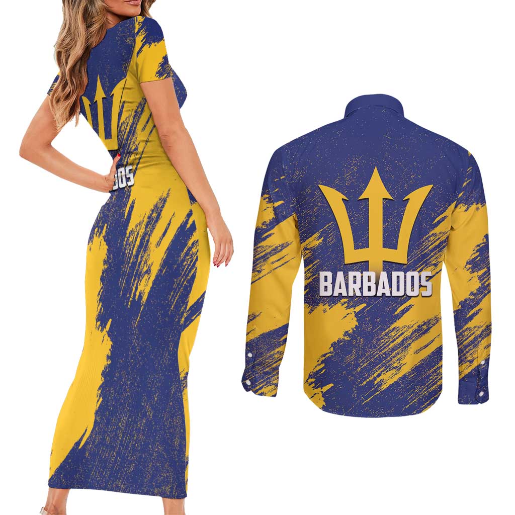 Barbados Pride Est 1966 Couples Matching Short Sleeve Bodycon Dress and Long Sleeve Button Shirt - Wonder Print Shop