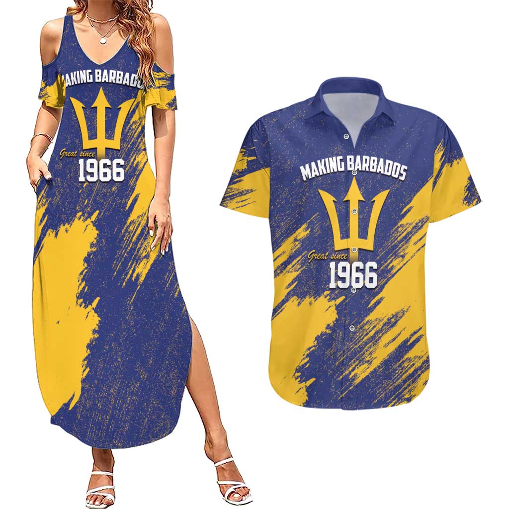 Barbados Pride Est 1966 Couples Matching Summer Maxi Dress and Hawaiian Shirt - Wonder Print Shop