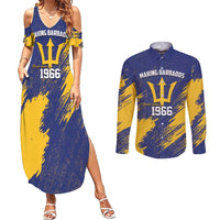 Barbados Pride Est 1966 Couples Matching Summer Maxi Dress and Long Sleeve Button Shirt - Wonder Print Shop