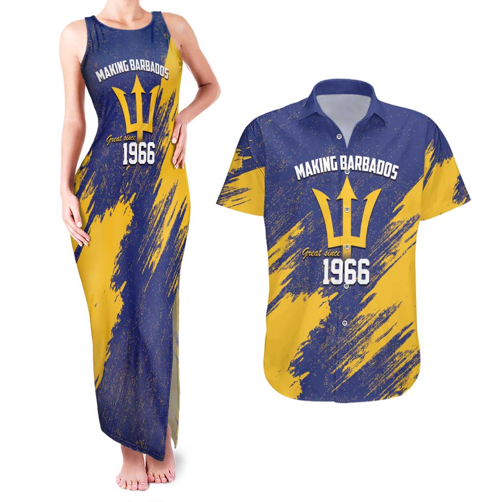 Barbados Pride Est 1966 Couples Matching Tank Maxi Dress and Hawaiian Shirt - Wonder Print Shop