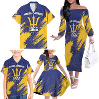 Barbados Pride Est 1966 Family Matching Off The Shoulder Long Sleeve Dress and Hawaiian Shirt - Wonder Print Shop
