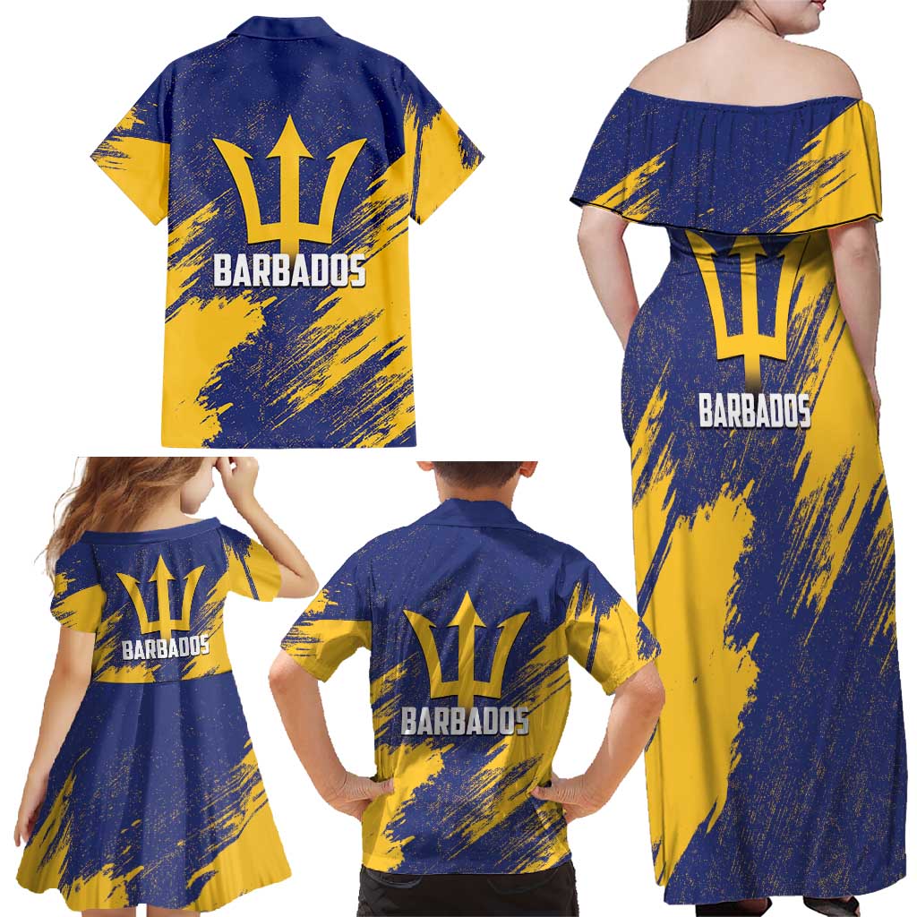 Barbados Pride Est 1966 Family Matching Off Shoulder Maxi Dress and Hawaiian Shirt - Wonder Print Shop