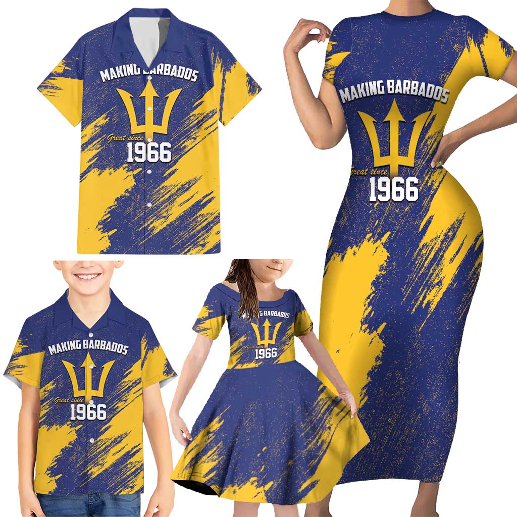 Barbados Pride Est 1966 Family Matching Short Sleeve Bodycon Dress and Hawaiian Shirt - Wonder Print Shop