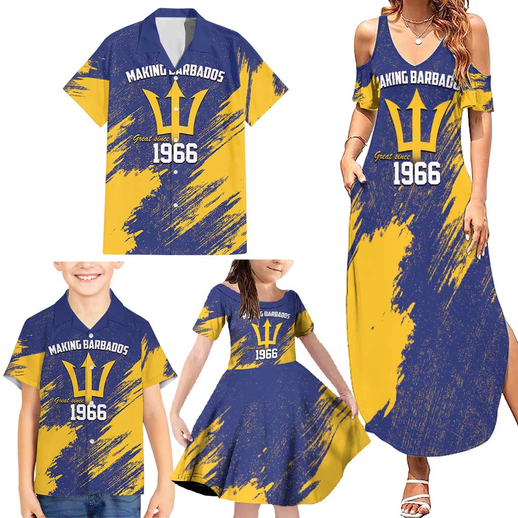 Barbados Pride Est 1966 Family Matching Summer Maxi Dress and Hawaiian Shirt - Wonder Print Shop