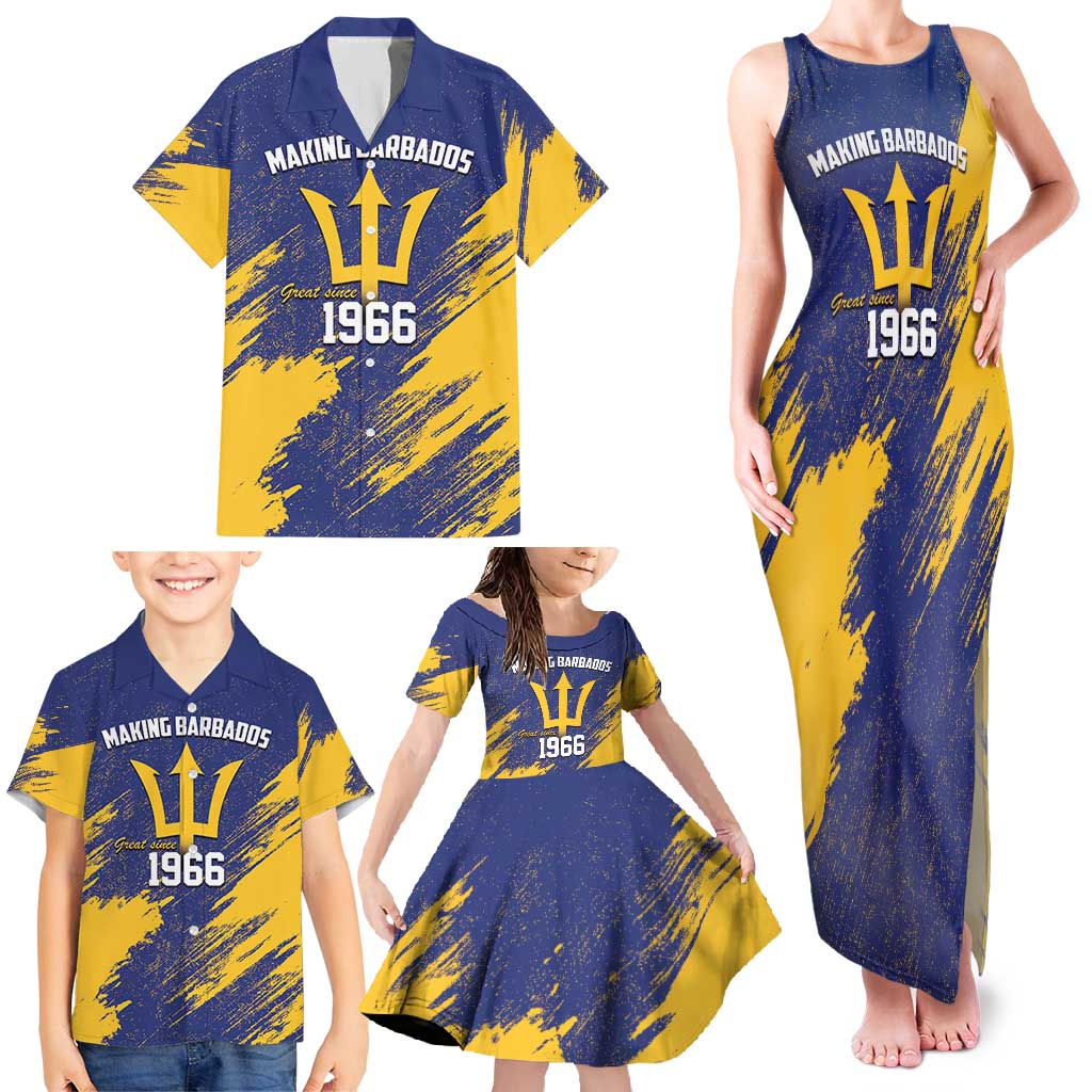 Barbados Pride Est 1966 Family Matching Tank Maxi Dress and Hawaiian Shirt - Wonder Print Shop