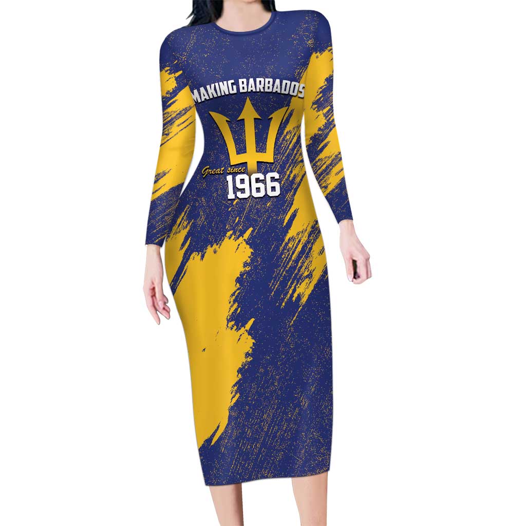 Barbados Pride Est 1966 Long Sleeve Bodycon Dress - Wonder Print Shop
