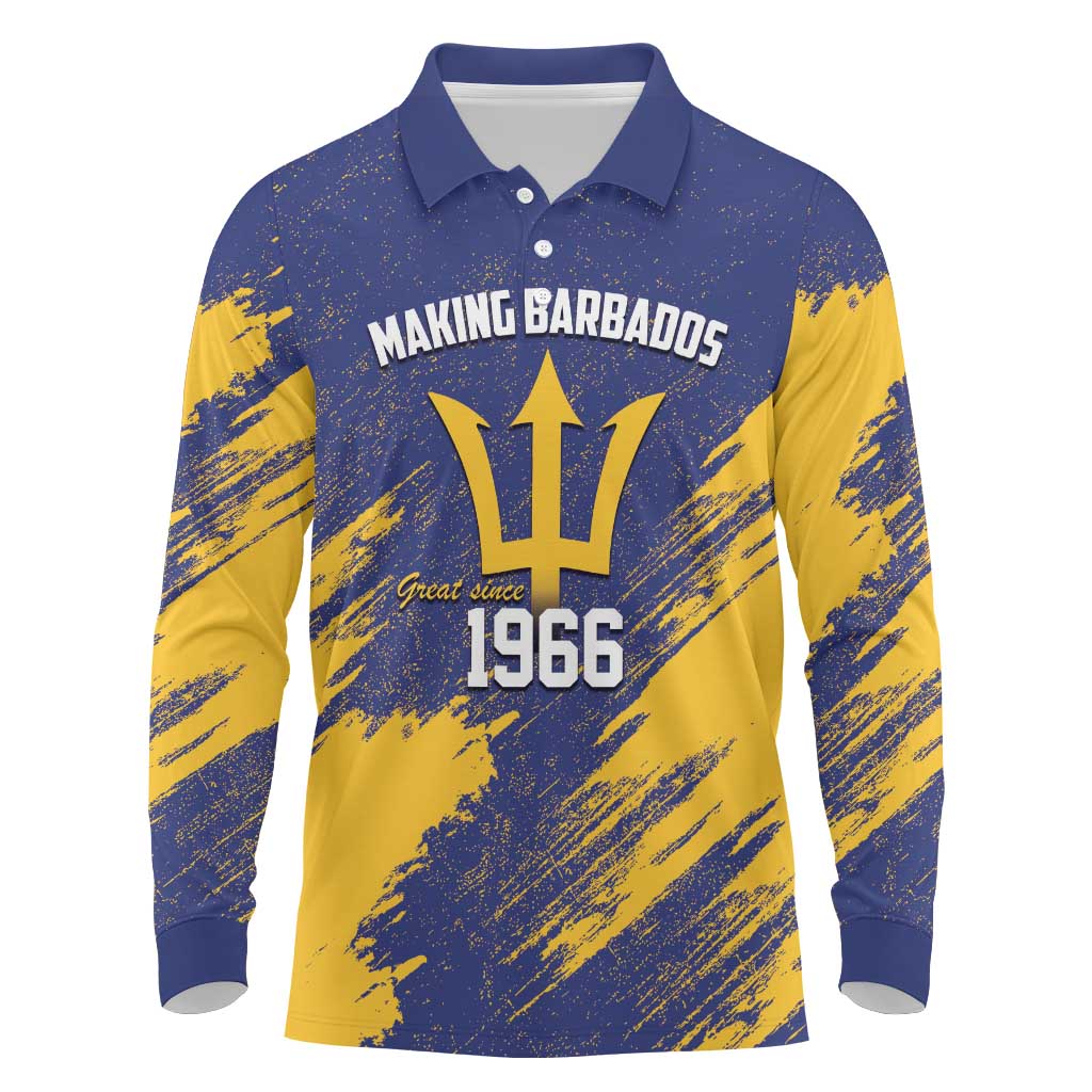 Barbados Pride Est 1966 Long Sleeve Polo Shirt - Wonder Print Shop
