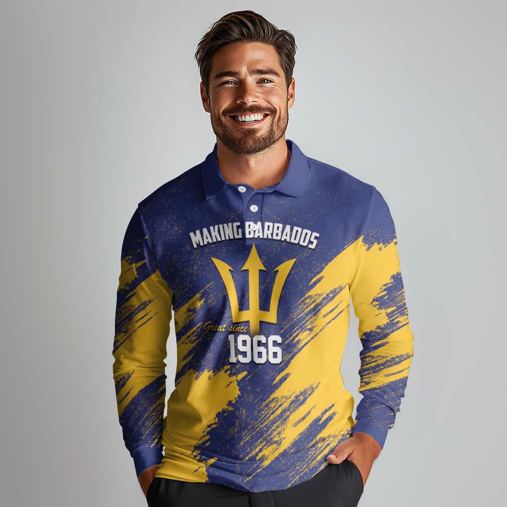 Barbados Pride Est 1966 Long Sleeve Polo Shirt - Wonder Print Shop