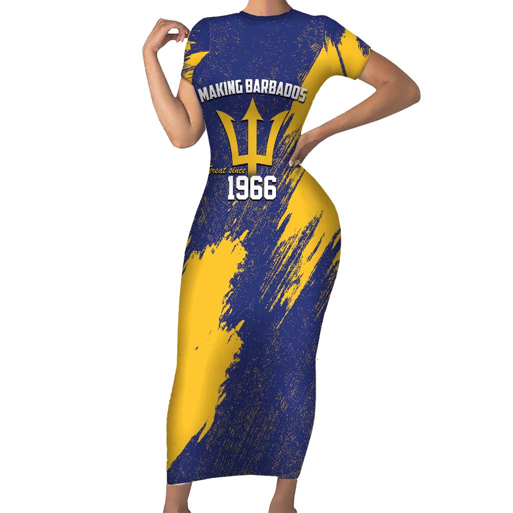 Barbados Pride Est 1966 Short Sleeve Bodycon Dress - Wonder Print Shop