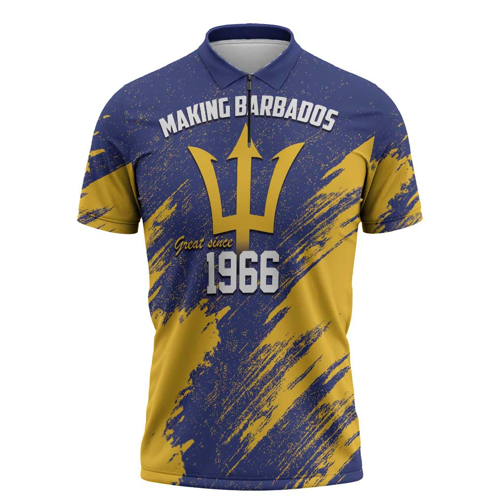Barbados Pride Est 1966 Zipper Polo Shirt - Wonder Print Shop