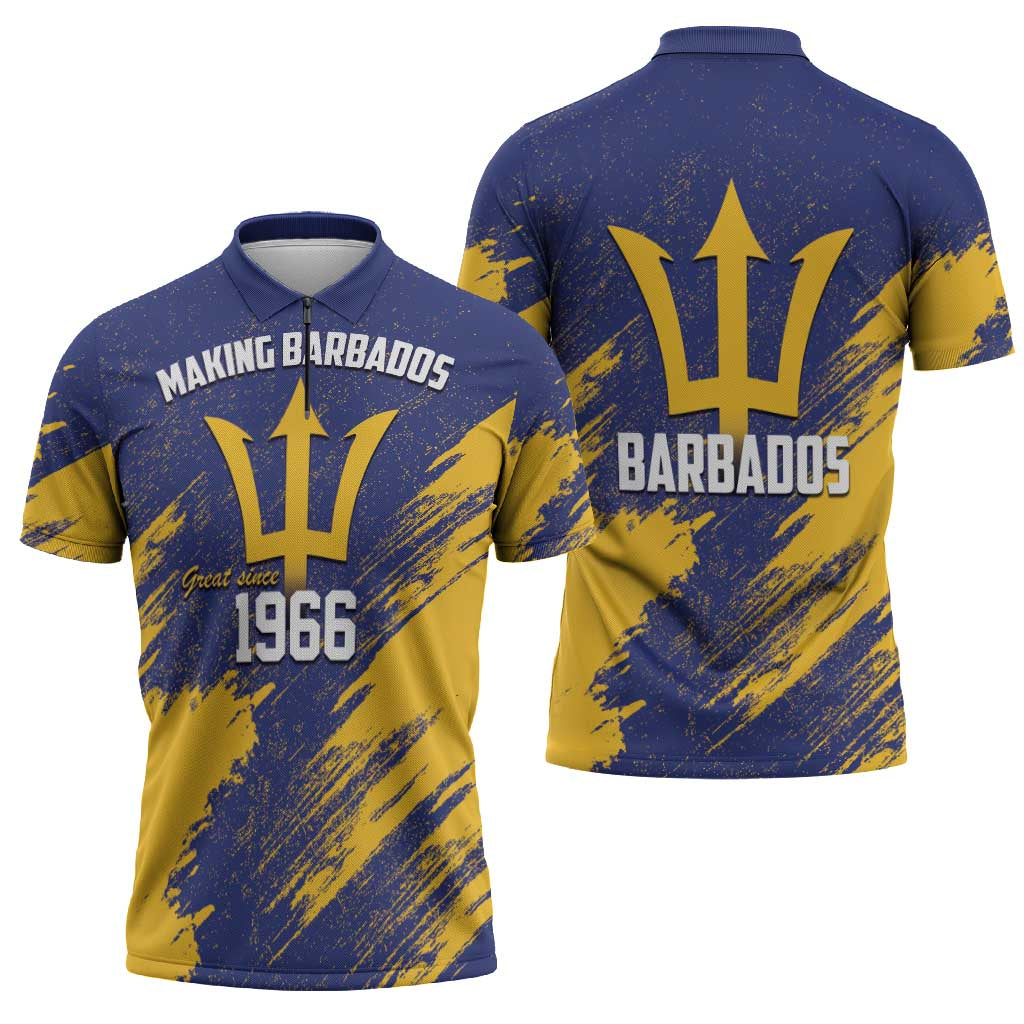Barbados Pride Est 1966 Zipper Polo Shirt - Wonder Print Shop