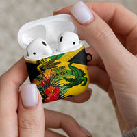 Personalized Jamaica Crocodile AirPods Case Tropical Flowers Grunge Flag - Wonder Print Shop