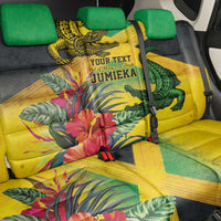 Personalized Jamaica Crocodile Back Car Seat Cover Tropical Flowers Grunge Flag - Wonder Print Shop
