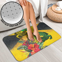 Personalized Jamaica Crocodile Bathroom Set Tropical Flowers Grunge Flag - Wonder Print Shop