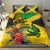 Personalized Jamaica Crocodile Bedding Set Tropical Flowers Grunge Flag - Wonder Print Shop