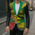 Personalized Jamaica Crocodile Blazer Tropical Flowers Grunge Flag - Wonder Print Shop