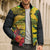 Personalized Jamaica Crocodile Bomber Puffer Jacket Tropical Flowers Grunge Flag - Wonder Print Shop