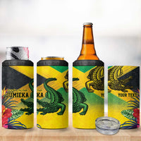 Personalized Jamaica Crocodile 4 in 1 Can Cooler Tumbler Tropical Flowers Grunge Flag - Wonder Print Shop