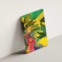 Personalized Jamaica Crocodile Canvas Wall Art Tropical Flowers Grunge Flag - Wonder Print Shop