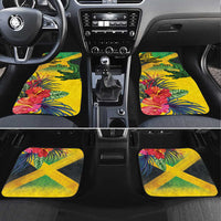 Personalized Jamaica Crocodile Car Mats Tropical Flowers Grunge Flag - Wonder Print Shop