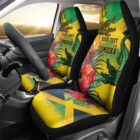 Personalized Jamaica Crocodile Car Seat Cover Tropical Flowers Grunge Flag - Wonder Print Shop