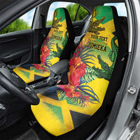 Personalized Jamaica Crocodile Car Seat Cover Tropical Flowers Grunge Flag - Wonder Print Shop