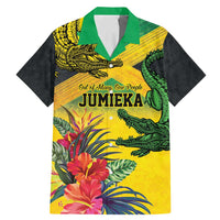 Personalized Jamaica Crocodile Family Matching Mermaid Dress and Hawaiian Shirt Tropical Flowers Grunge Flag - Wonder Print Shop