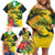 Personalized Jamaica Crocodile Family Matching Off Shoulder Short Dress and Hawaiian Shirt Tropical Flowers Grunge Flag - Wonder Print Shop