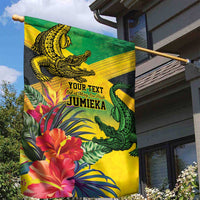 Personalized Jamaica Crocodile Garden Flag Tropical Flowers Grunge Flag - Wonder Print Shop