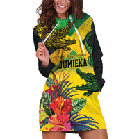 Personalized Jamaica Crocodile Hoodie Dress Tropical Flowers Grunge Flag - Wonder Print Shop