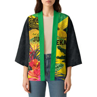 Personalized Jamaica Crocodile Kimono Tropical Flowers Grunge Flag - Wonder Print Shop