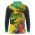 Personalized Jamaica Crocodile Long Sleeve Polo Shirt Tropical Flowers Grunge Flag - Wonder Print Shop