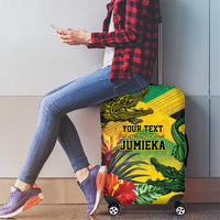 Personalized Jamaica Crocodile Luggage Cover Tropical Flowers Grunge Flag - Wonder Print Shop
